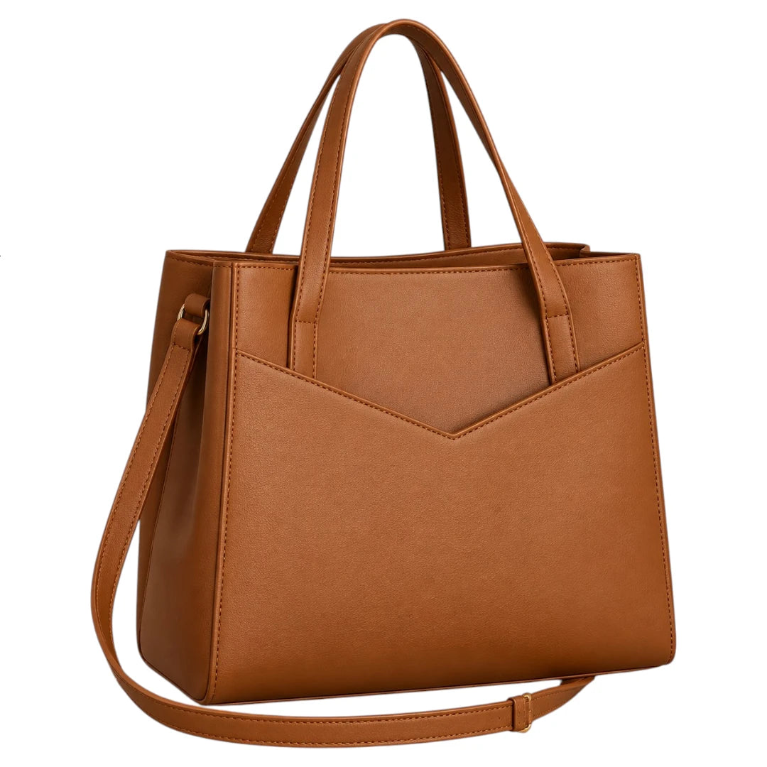 BagCouture Amber Pocket Faux Leather Tote Handbag
