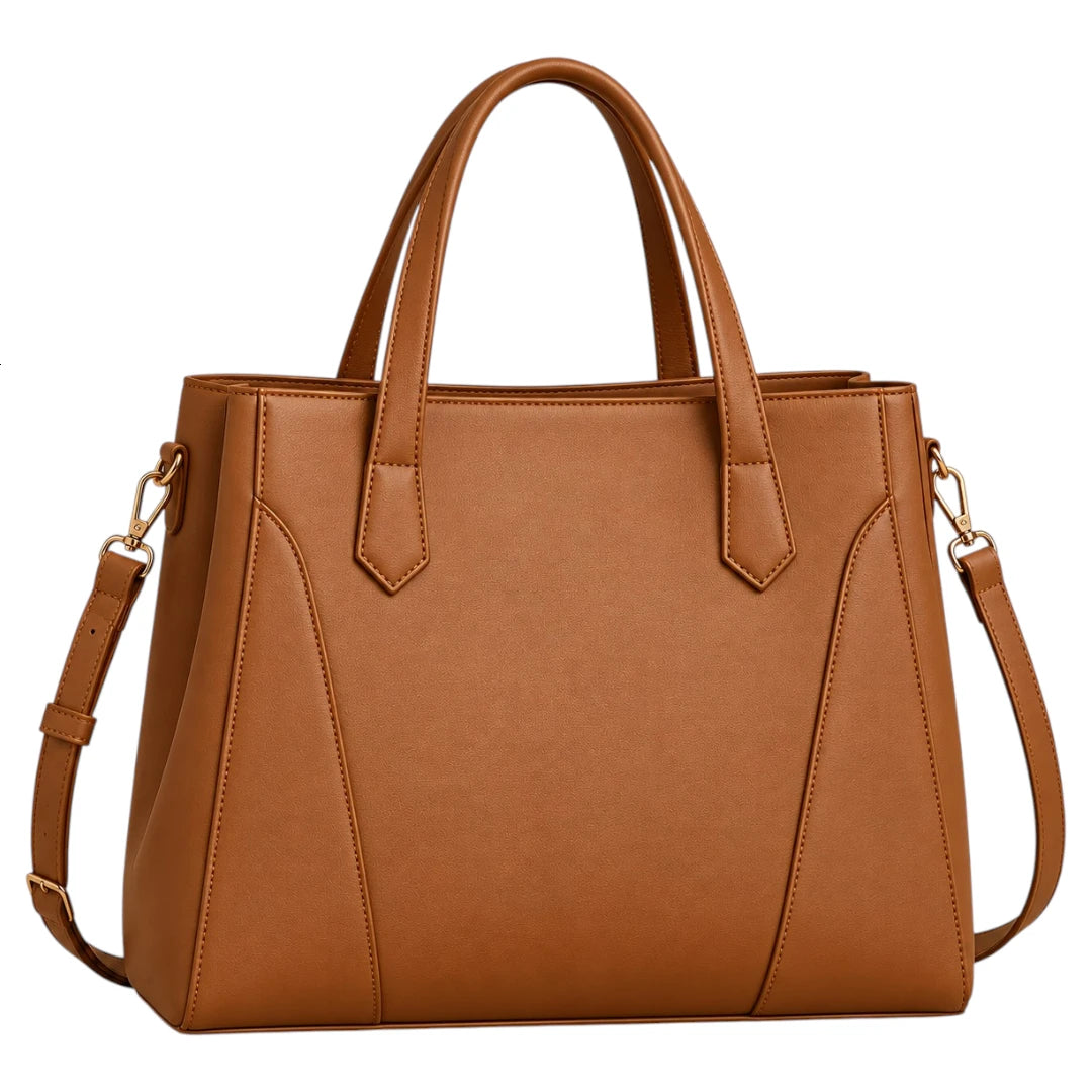 BagCouture Amber Pocket Faux Leather Tote Handbag