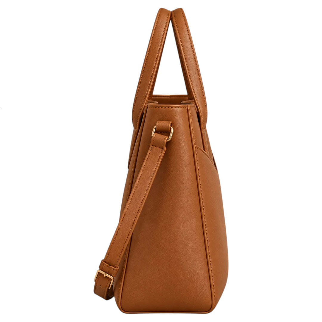 BagCouture Amber Pocket Faux Leather Tote Handbag