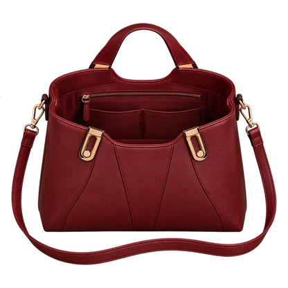 BagCouture Burgundy Curve Faux Leather Satchel Handbag