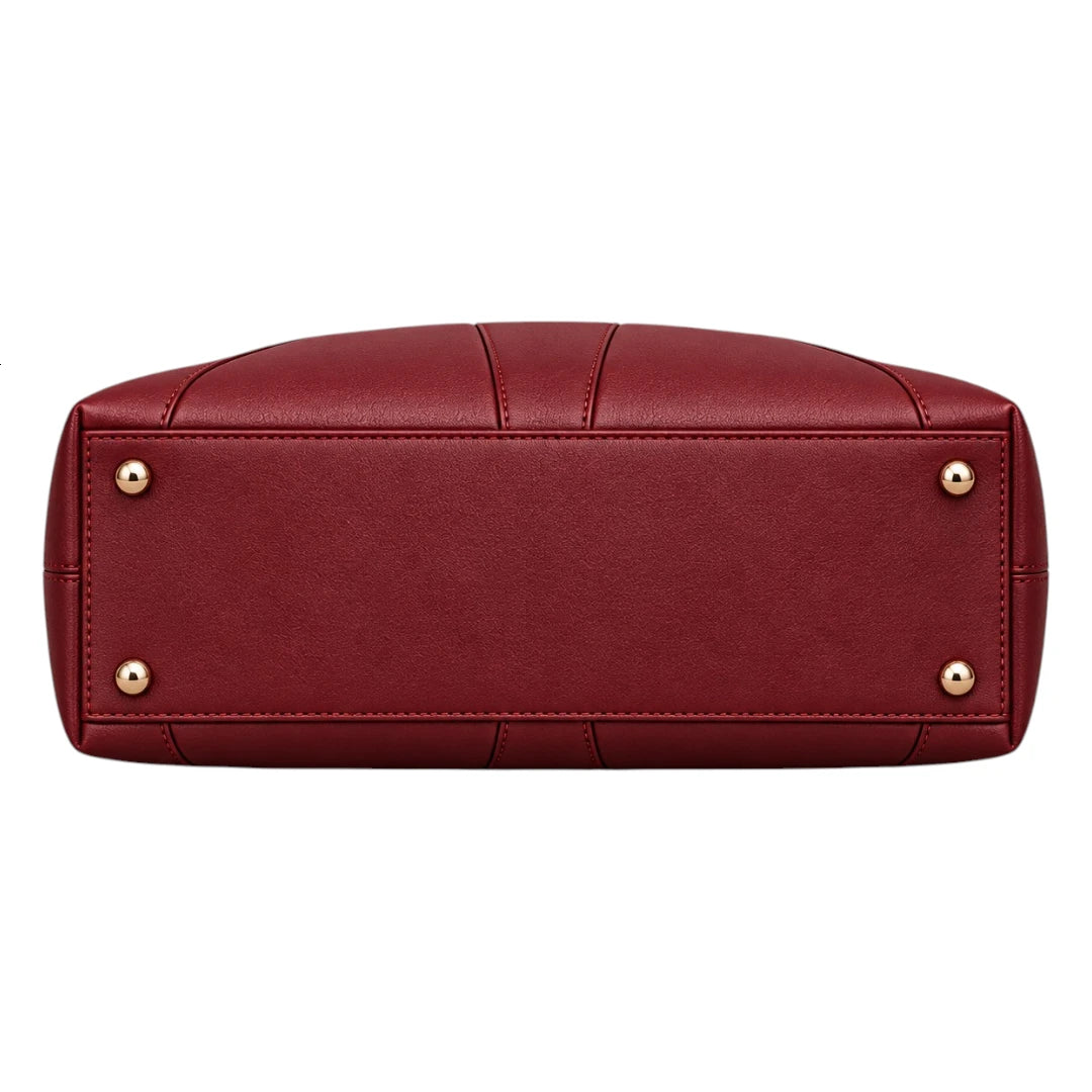 BagCouture Burgundy Curve Faux Leather Satchel Handbag