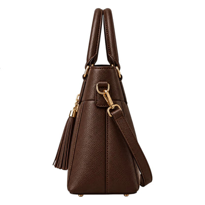 BagCouture Cocoa Tassel Faux Leather Satchel Handbag