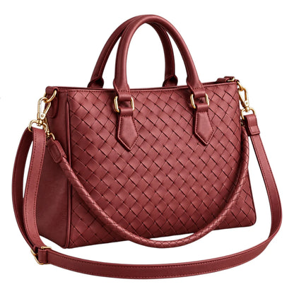 BagCouture Rose Weave Faux Leather Satchel Handbag