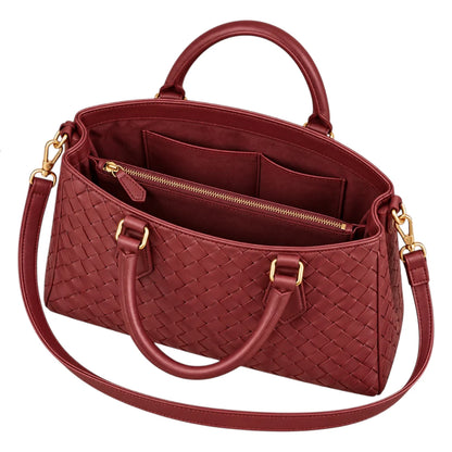 BagCouture Rose Weave Faux Leather Satchel Handbag