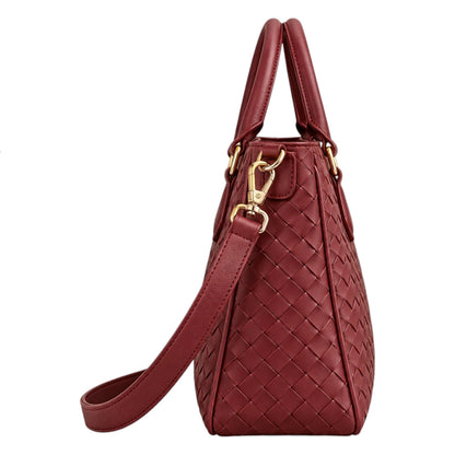 BagCouture Rose Weave Faux Leather Satchel Handbag